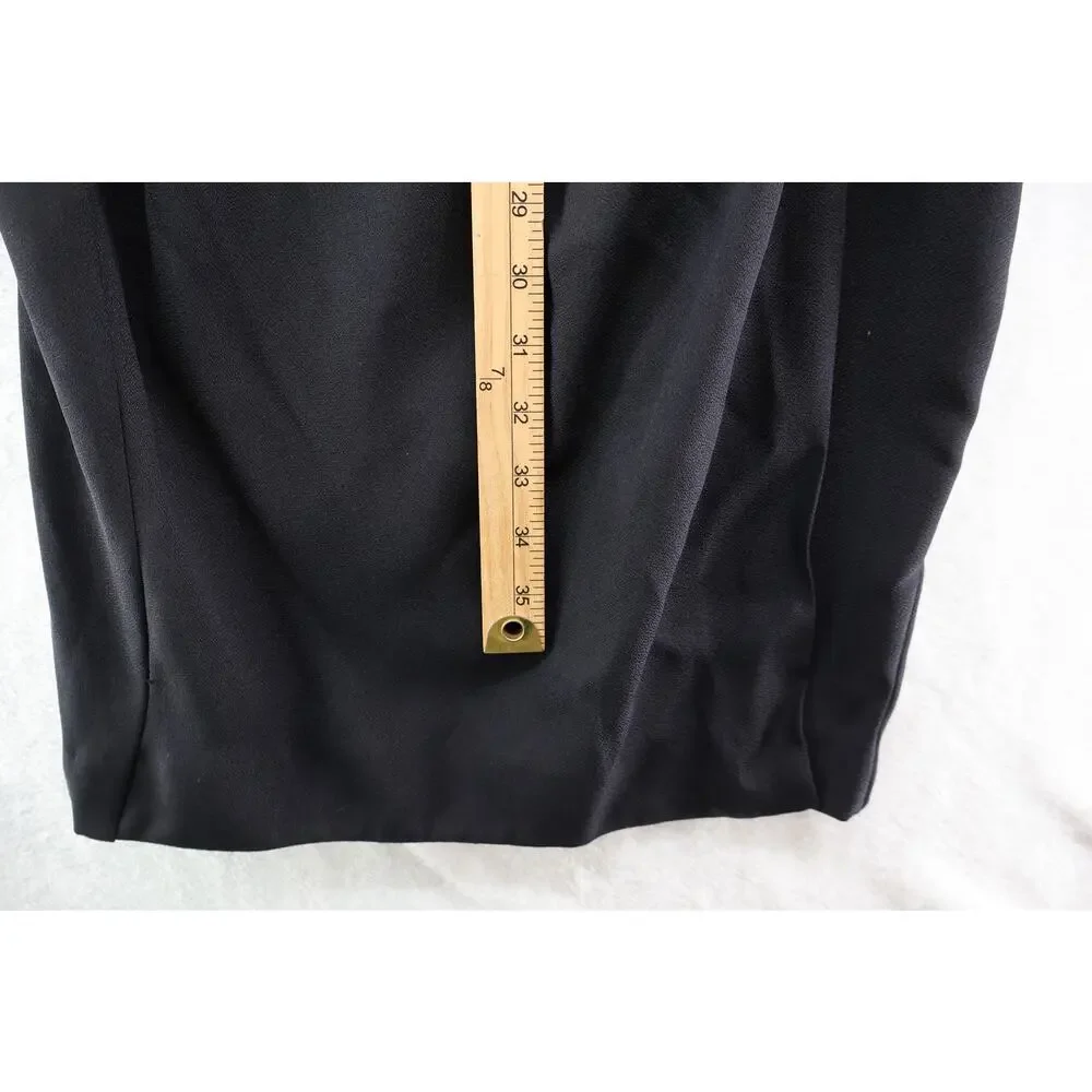 VTG J.R. Nites Wrap Dress USA Black Satin Sheer Sleeve Formal 80s 90s